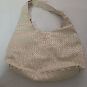 Elegant Cream Woven Hobo Bag
